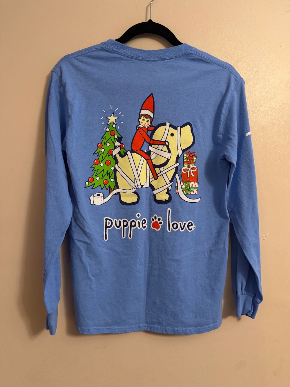 Long Sleeve Crewneck Tee in Light Blue